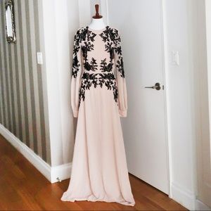 New ASOS Long Sleeve Kaftan Maxi Dress Pink Nude